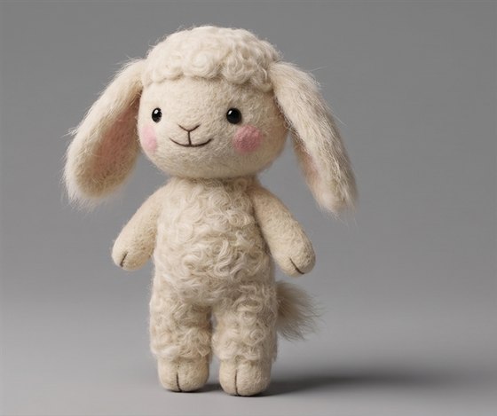 Lamb, a cream felted wool lamb with floppy ears